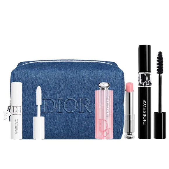 Dior Other - Dior Set Ft Denim Pouch ,Lip Glow ,Diorshow Mascara & Lash Primer Serum .